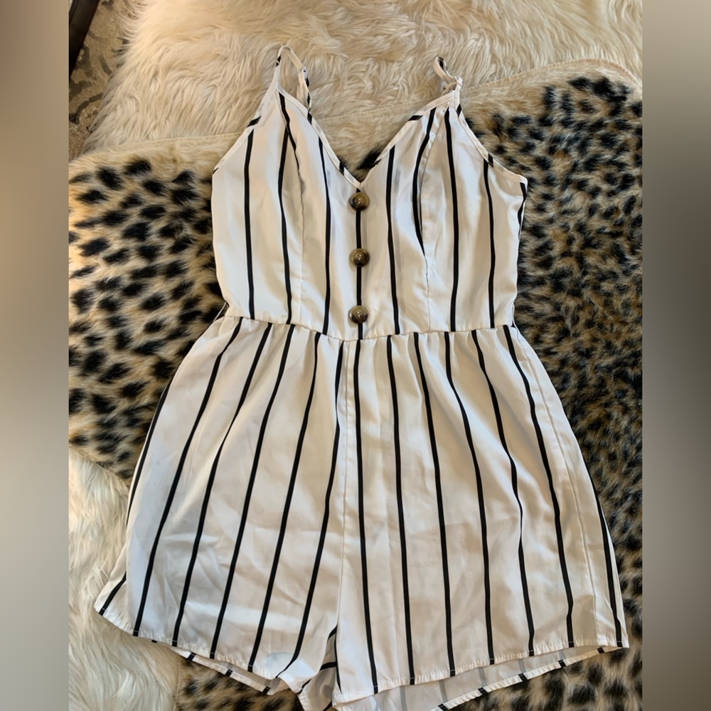 Cute, black and white striped romper